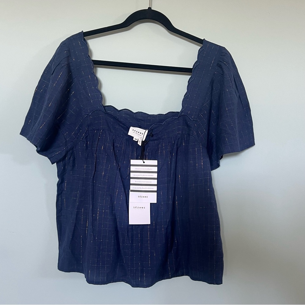Sezane Blouse Béa. Bleu Océan - Size 42